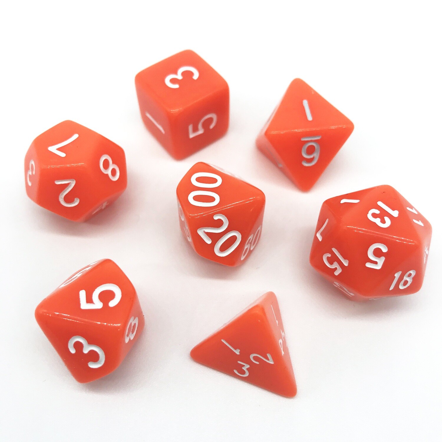 Dice Set - Orange solid with white numbers