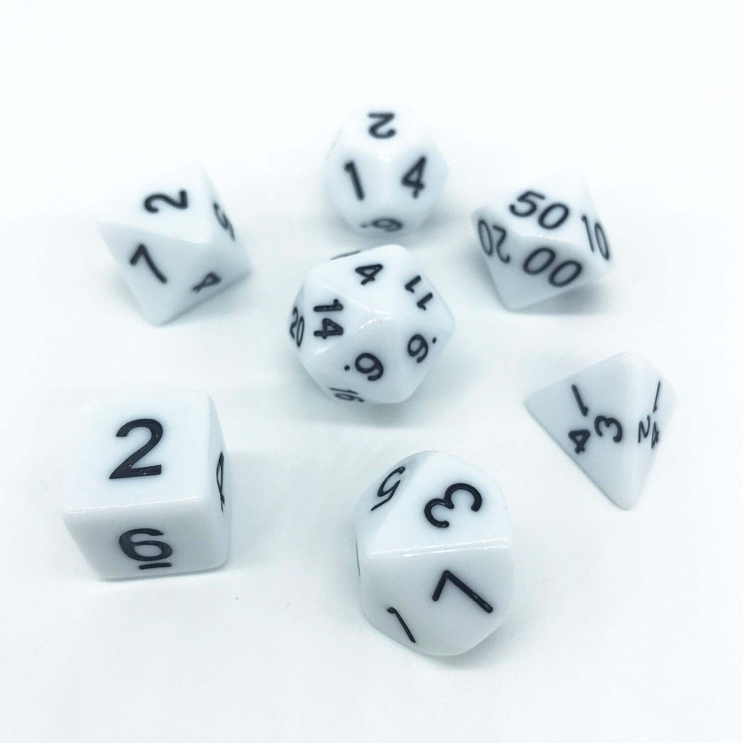 Dice Set - White solid with black numbers