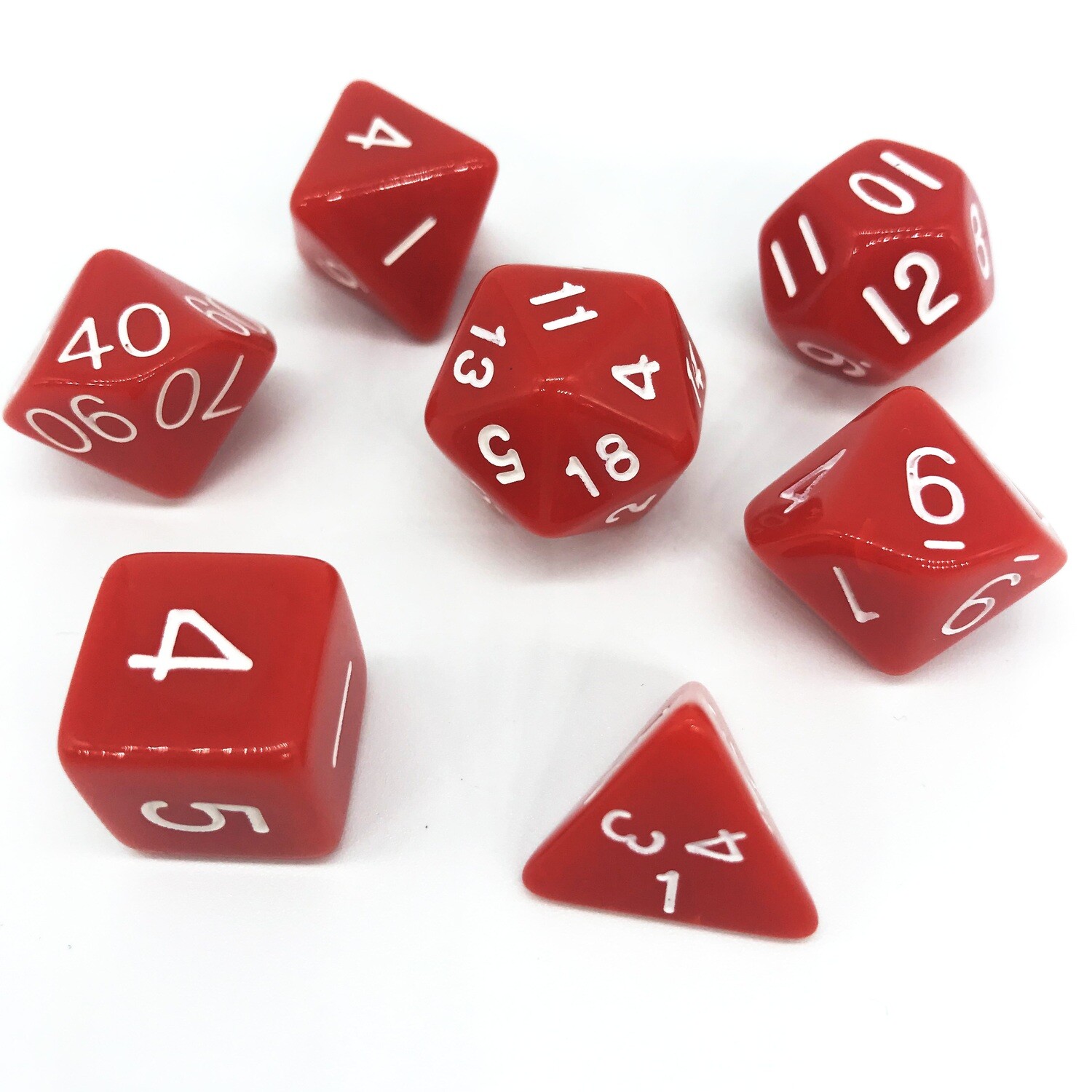 Dice Set - Red solid with white numbers