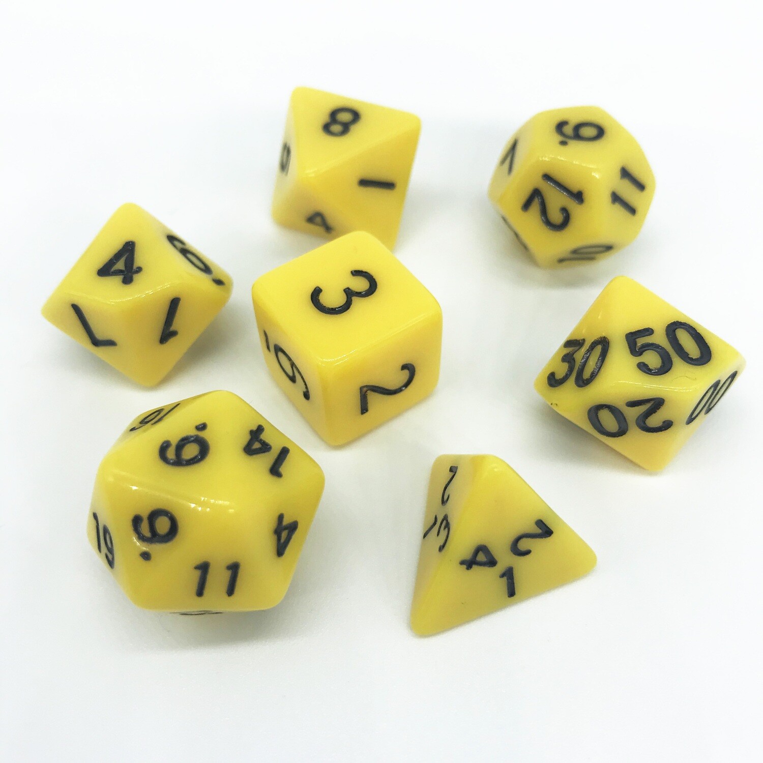 Dice Set - Yellow solid with black numbers