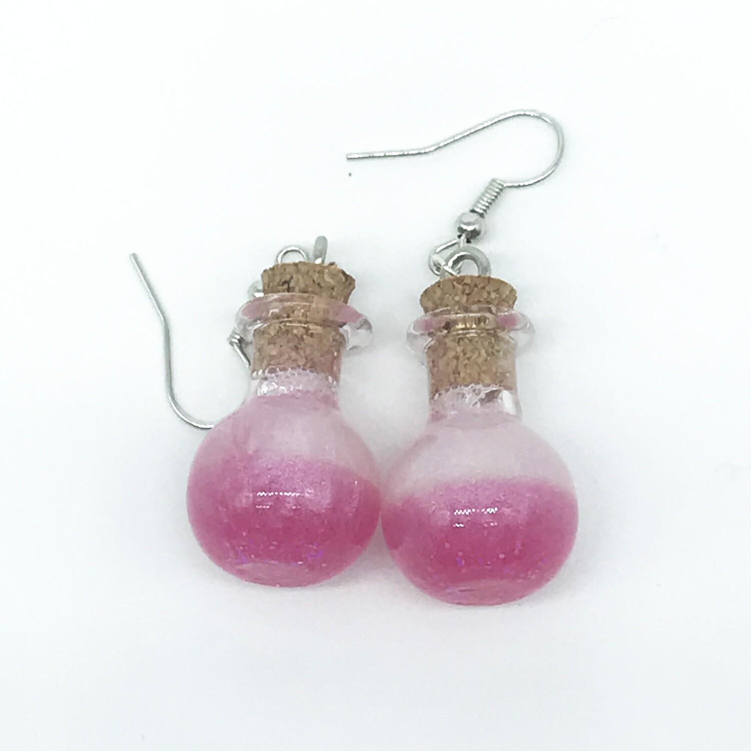 Potion Earrings - Dual tone pink, sphere bottle