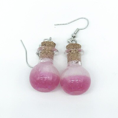 Potion Earrings - Dual tone pink, sphere bottle Potion Earrings - Dual tone pink, sphere bottle