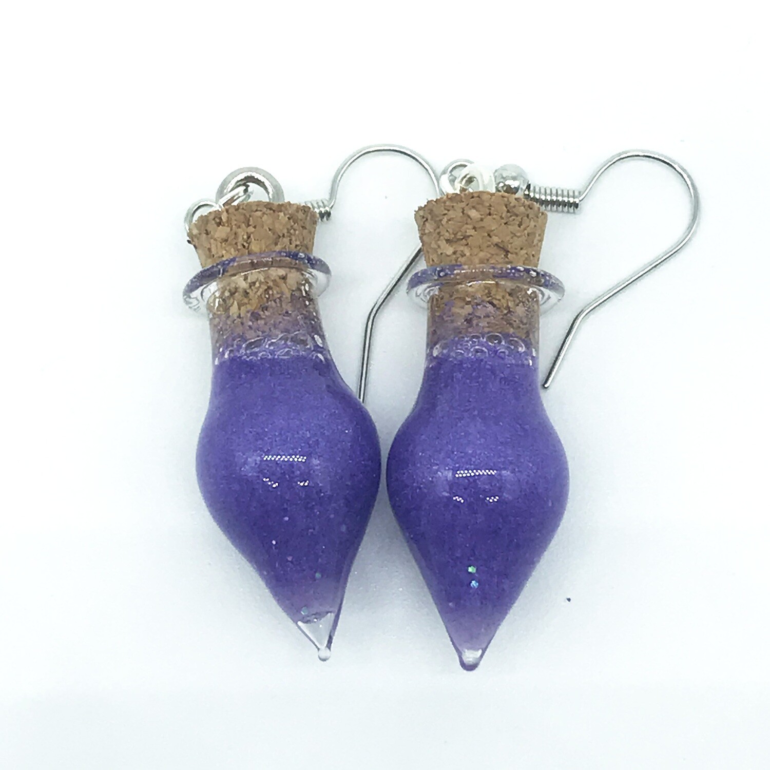 Potion Earrings - purple, drop bottle
