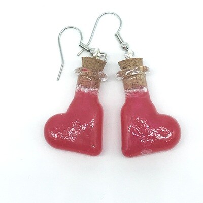 Potion Earrings - red, heart bottle Potion Earrings - red, heart bottle
