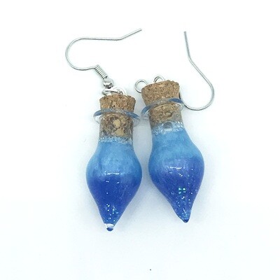 Potion Earrings - Dual tone blue, drop bottle Potion Earrings - Dual tone blue, drop bottle