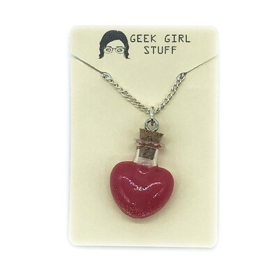 Potion Necklace - Red, heart bottle Potion Necklace - Red, heart bottle
