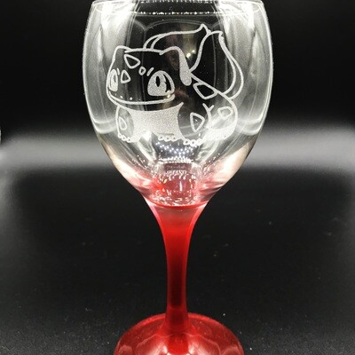 Etched 10oz wine glass with red stem - Plant Pet Etched 10oz wine glass with red stem - Plant Pet