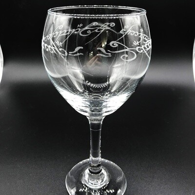 Etched 16oz wine glass - One Ring Script Etched 16oz wine glass - One Ring Script