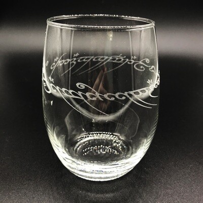 Etched stemless wine glass - One Ring Script Etched stemless wine glass - One Ring Script