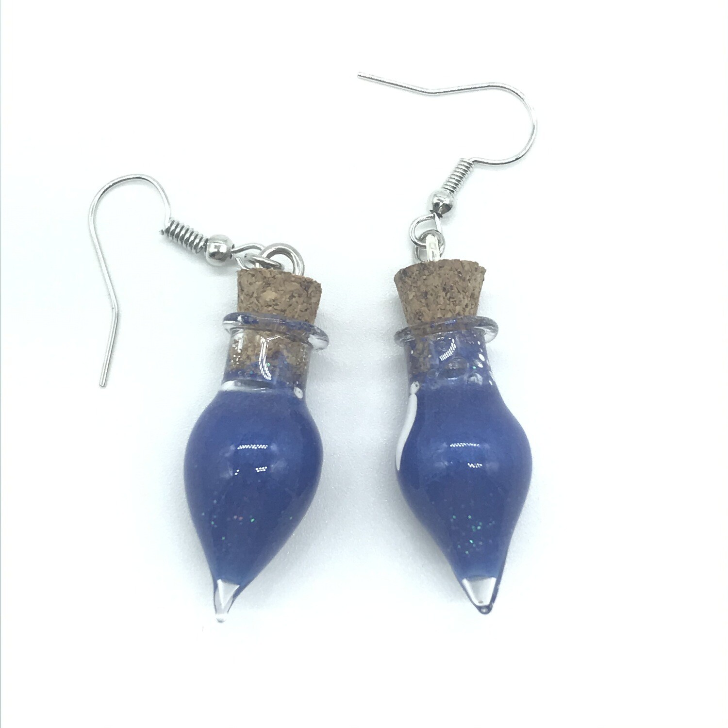 Potion Earrings - blue, drop bottle