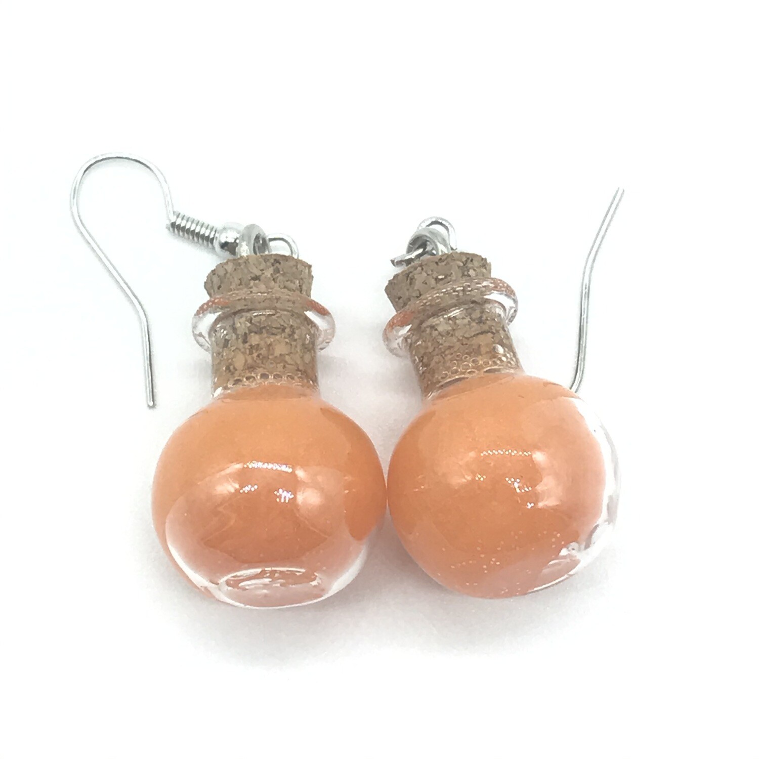 Potion Earrings - orange, round bottle