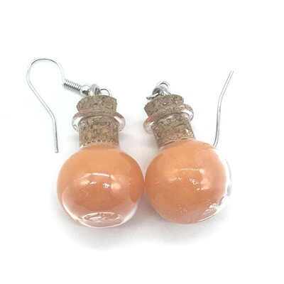 Potion Earrings - orange, round bottle Potion Earrings - orange, round bottle