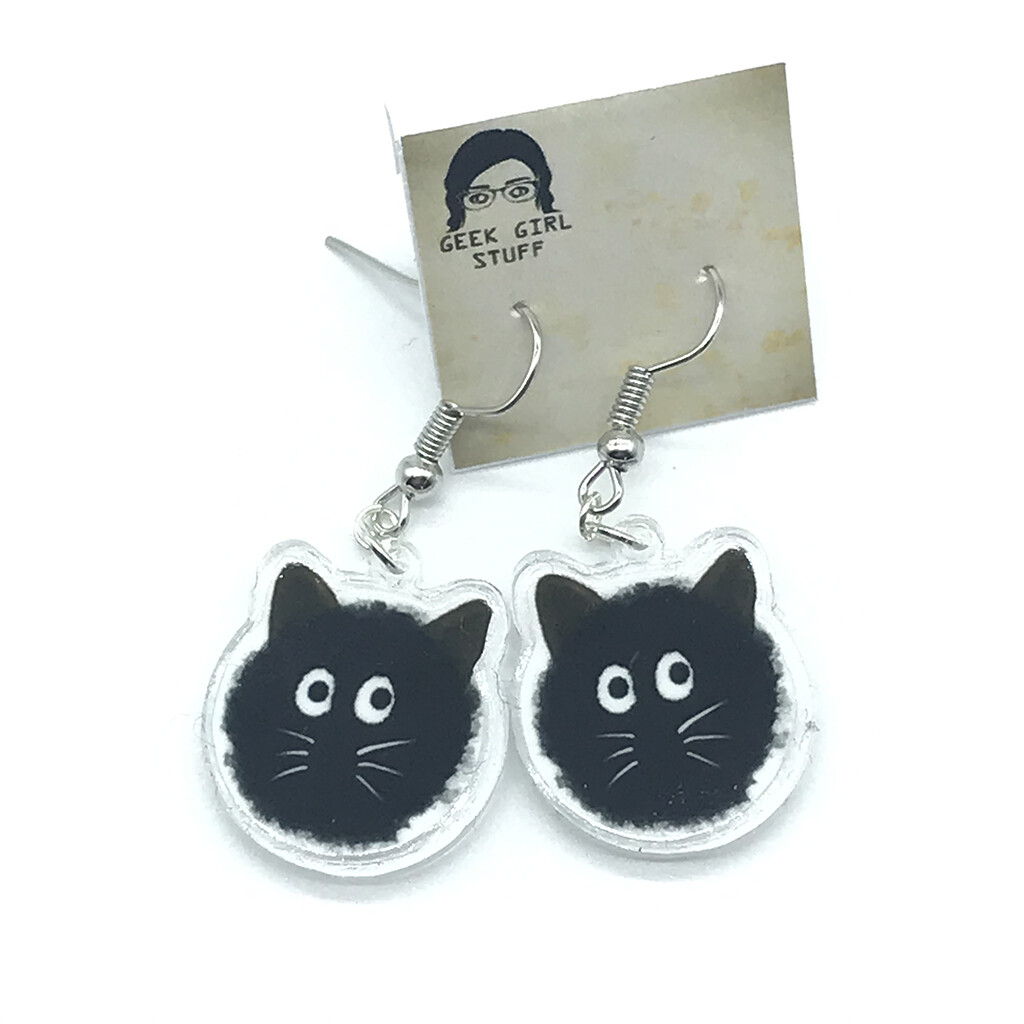Cat soot acrylic charm earrings