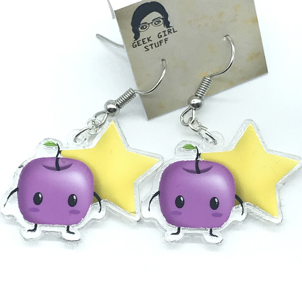 Forest spirit pink acrylic charm earrings