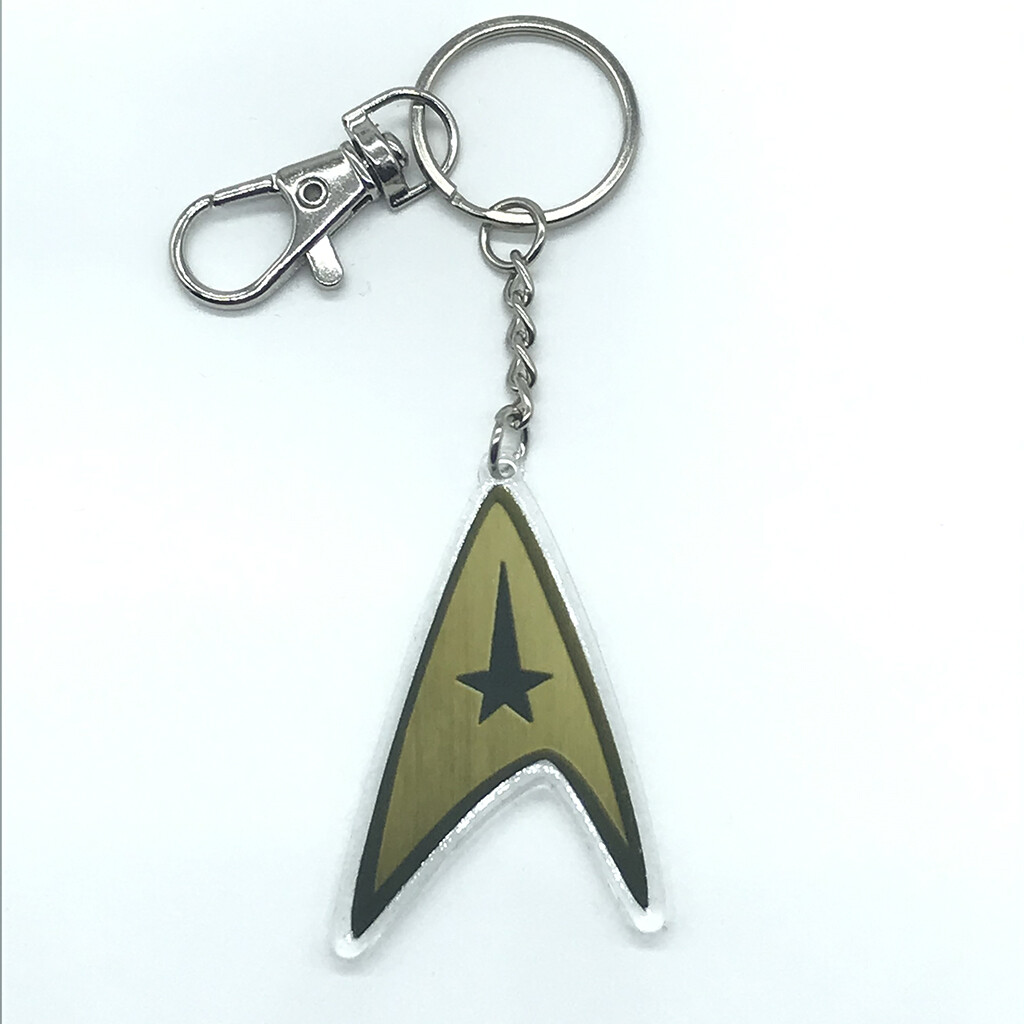 Spaceship officer emblem acrylic charm keychain, zipper clip