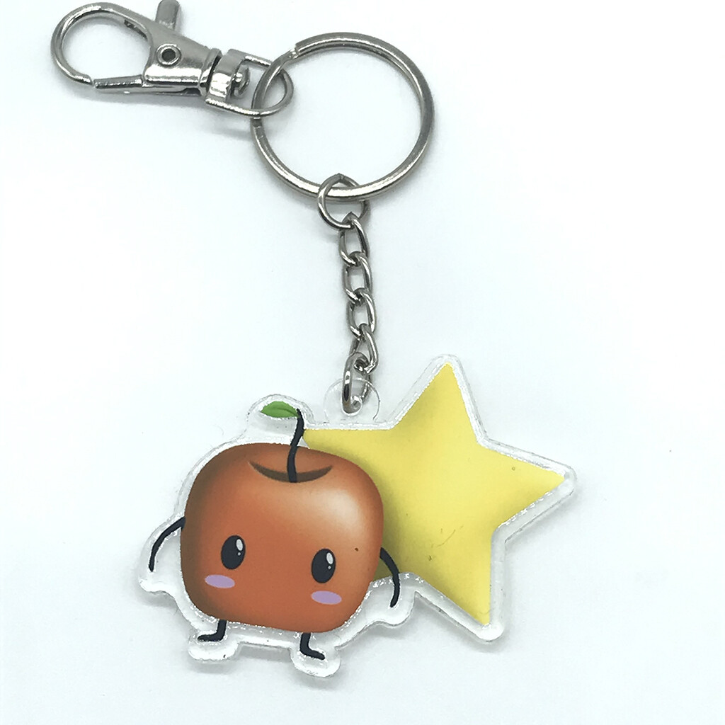 Forest spirit orange acrylic charm keychain, zipper clip
