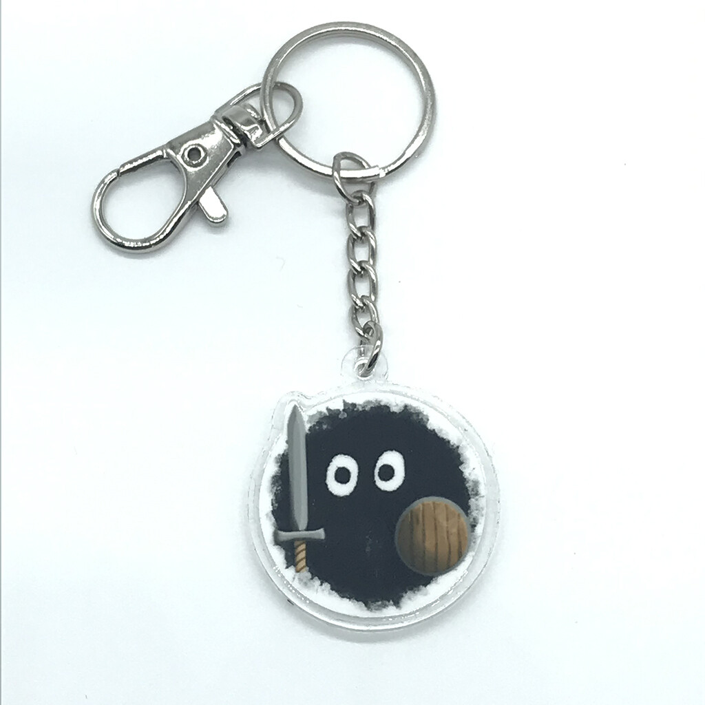 Warrior soot acrylic charm keychain, zipper clip
