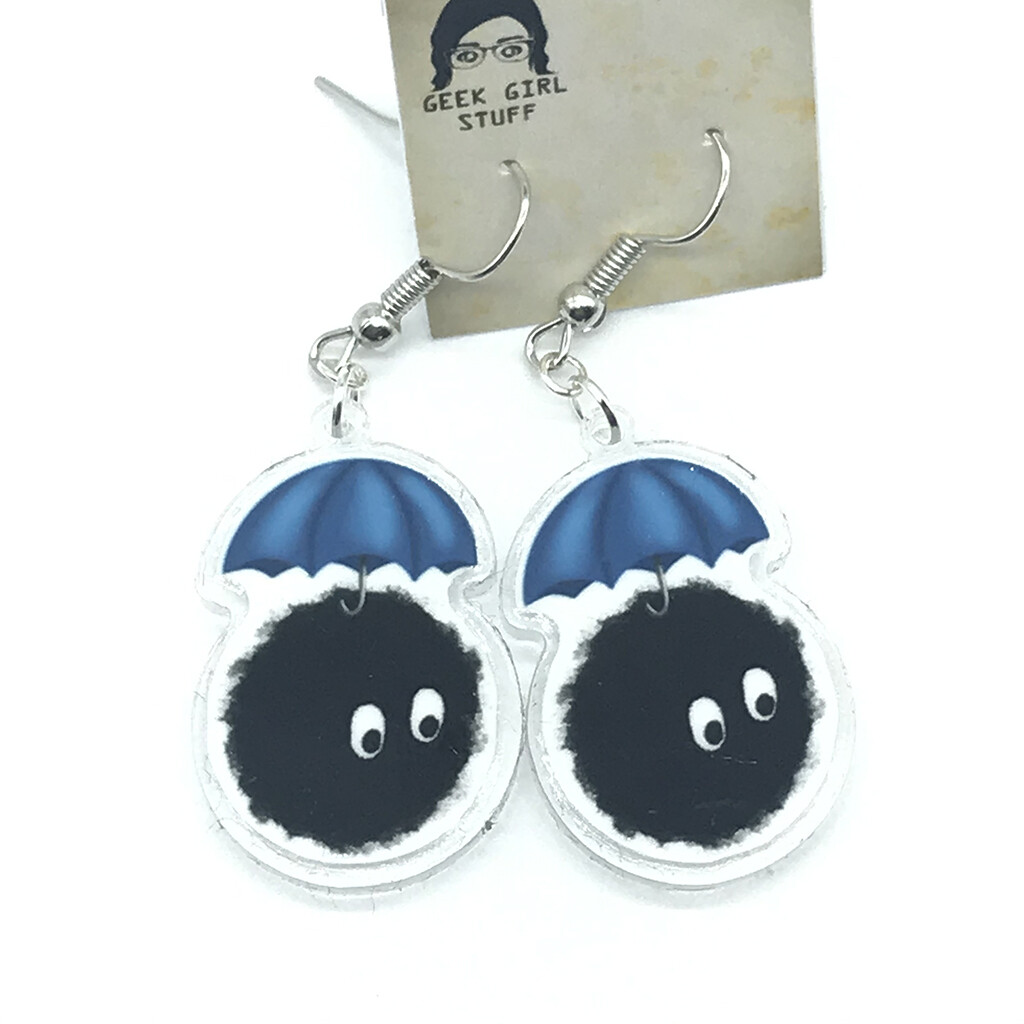 Umbrella soot acrylic charm earrings