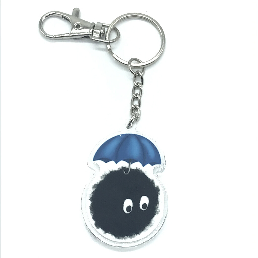 Umbrella soot acrylic charm keychain, zipper clip
