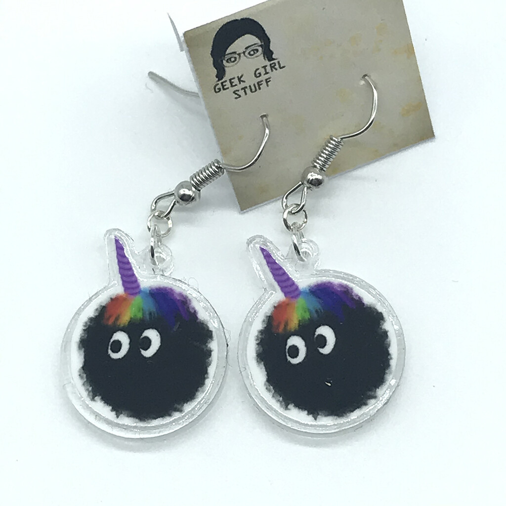 Unicorn soot acrylic charm earrings