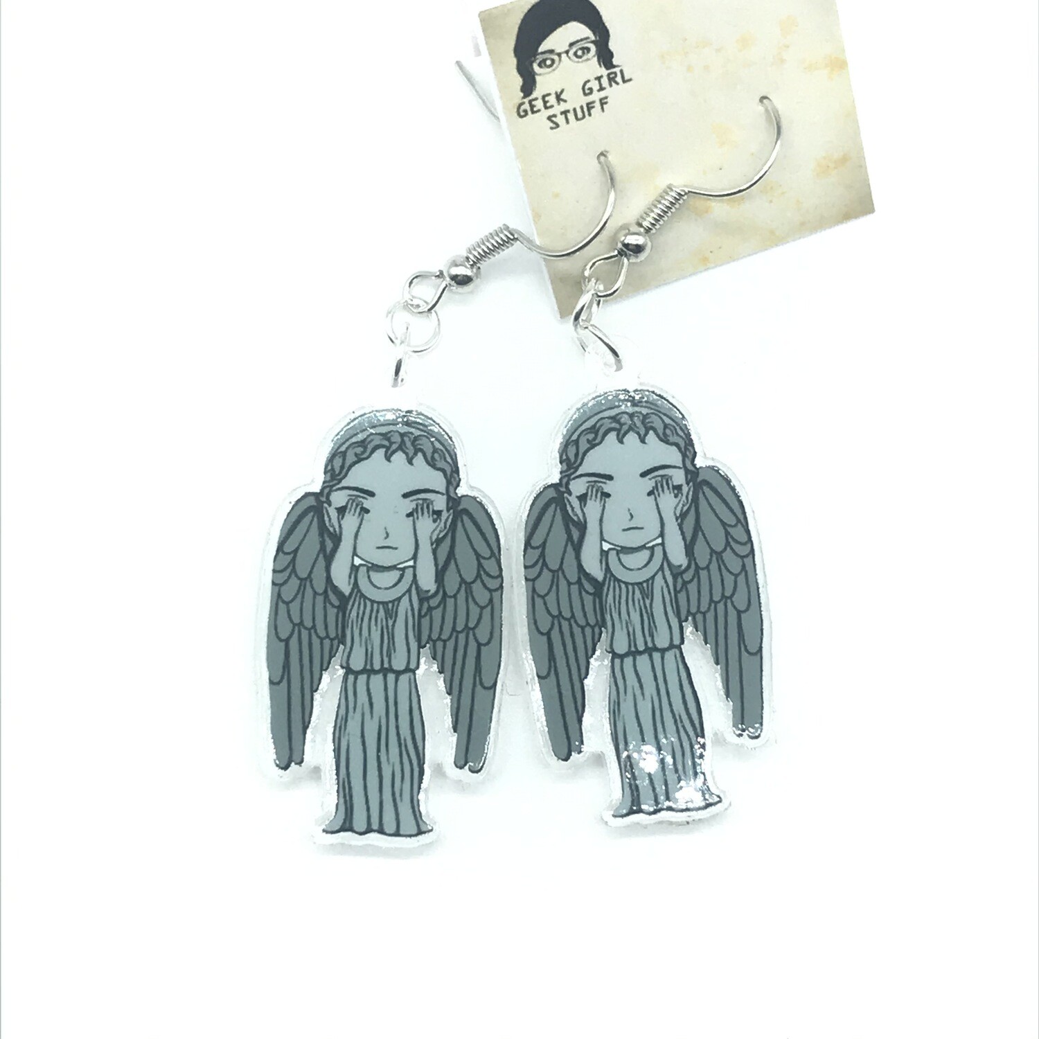 Angel weeping acrylic charm earrings