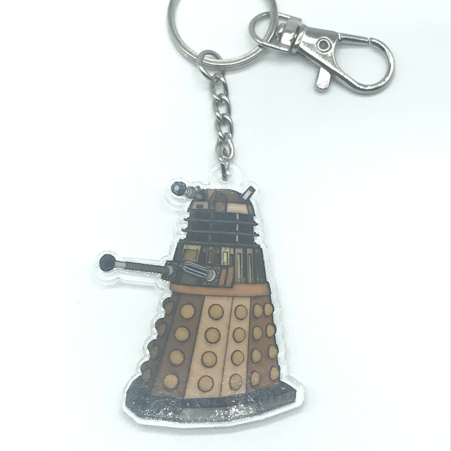 Dalek acrylic charm keychain, zipper clip