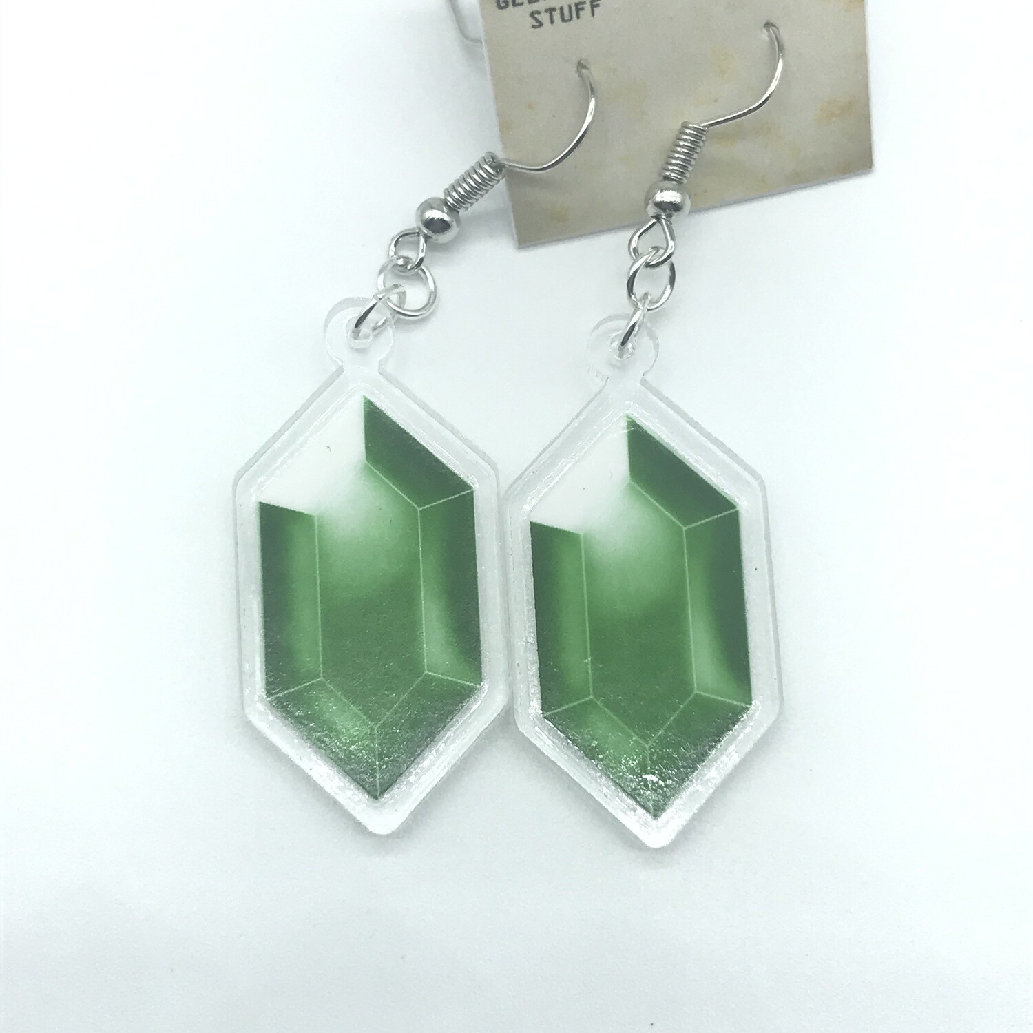 Green Rupee acrylic charm earrings