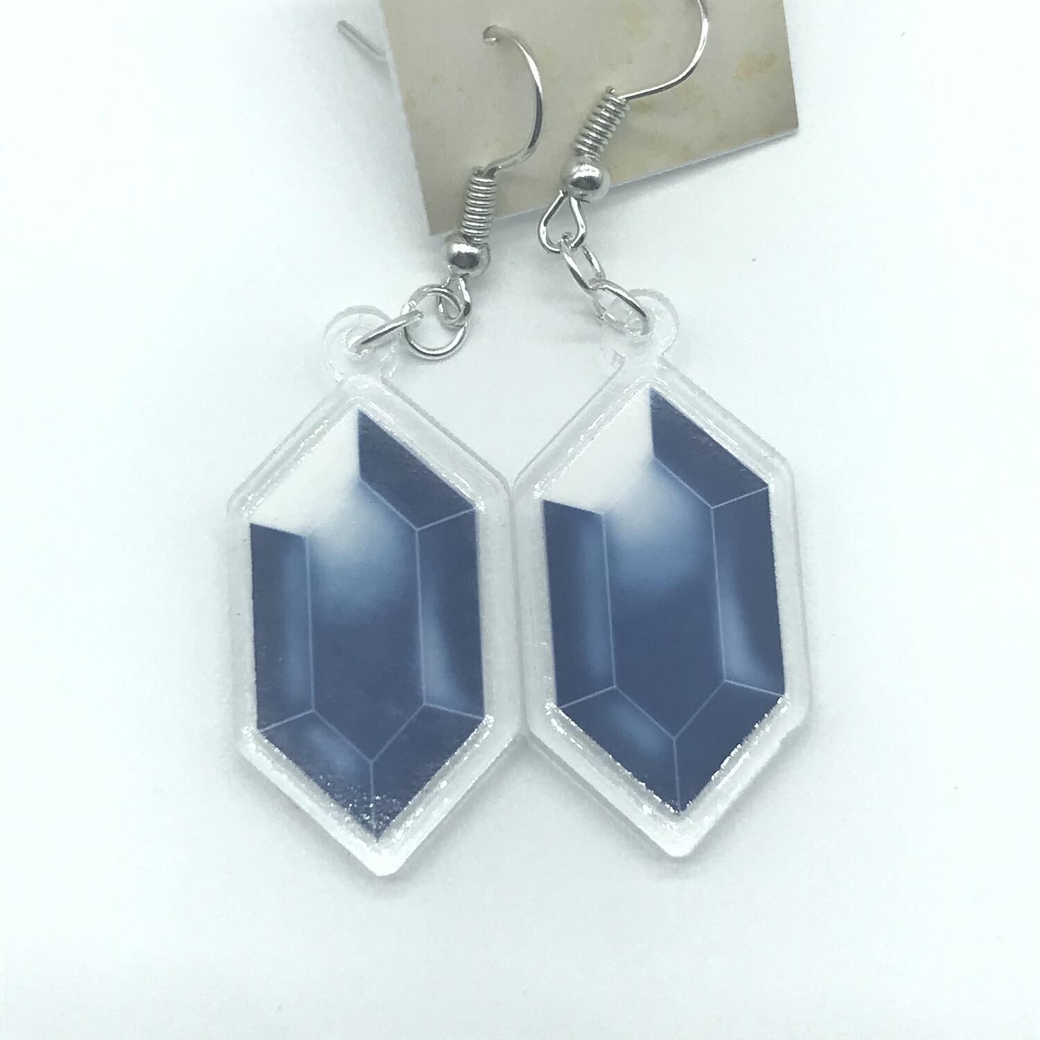 Blue Rupee acrylic charm earrings