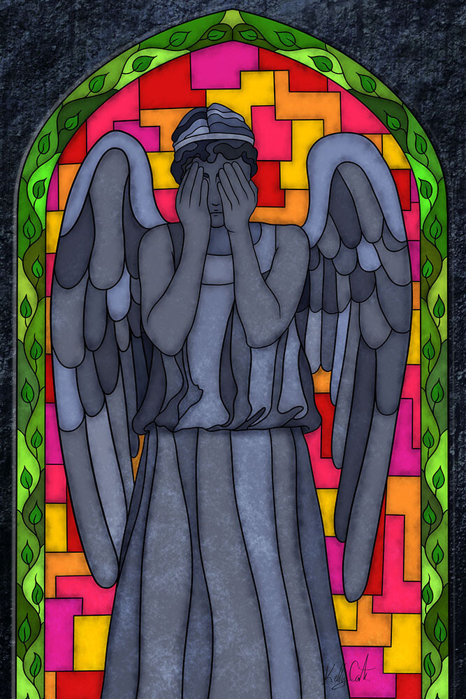 Stained Glass - Weeping Angel painting