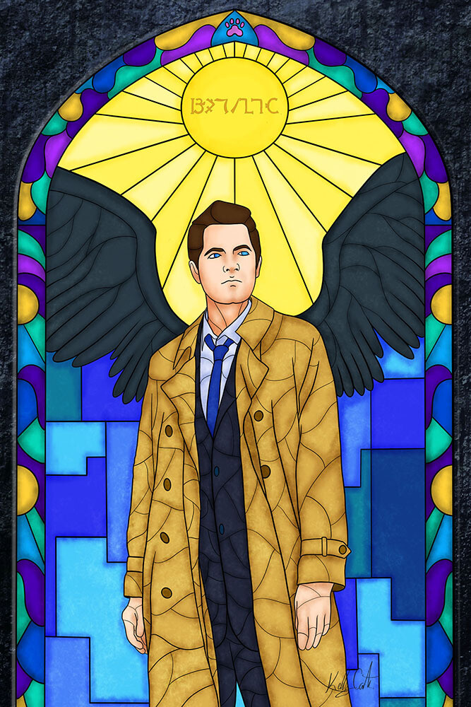Stained Glass - Castiel painting