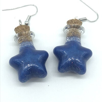Potion Earrings - Indigo blue, star bottle Potion Earrings - Indigo blue, star bottle