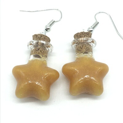 Potion Earrings - Golden yellow, star bottle Potion Earrings - Golden yellow, star bottle