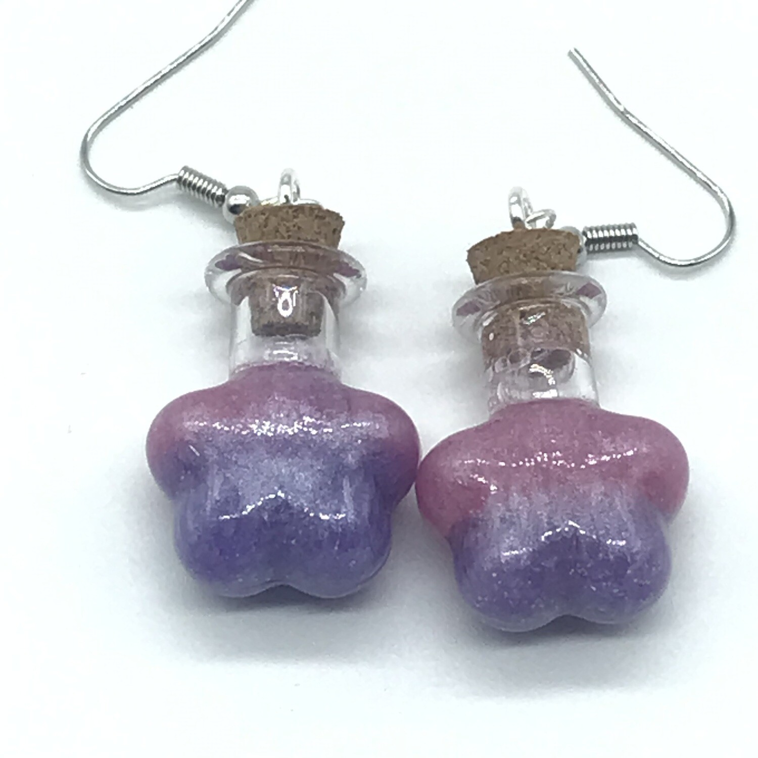 Potion Earrings - Lavender and pink, flower bottle
