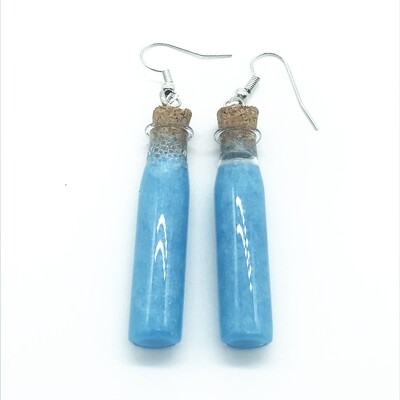 Potion Earrings - Cyan, long cylinder bottle Potion Earrings - Cyan, long cylinder bottle