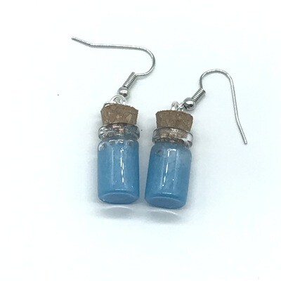 Potion Earrings - Cyan, short cylinder bottle Potion Earrings - Cyan, short cylinder bottle