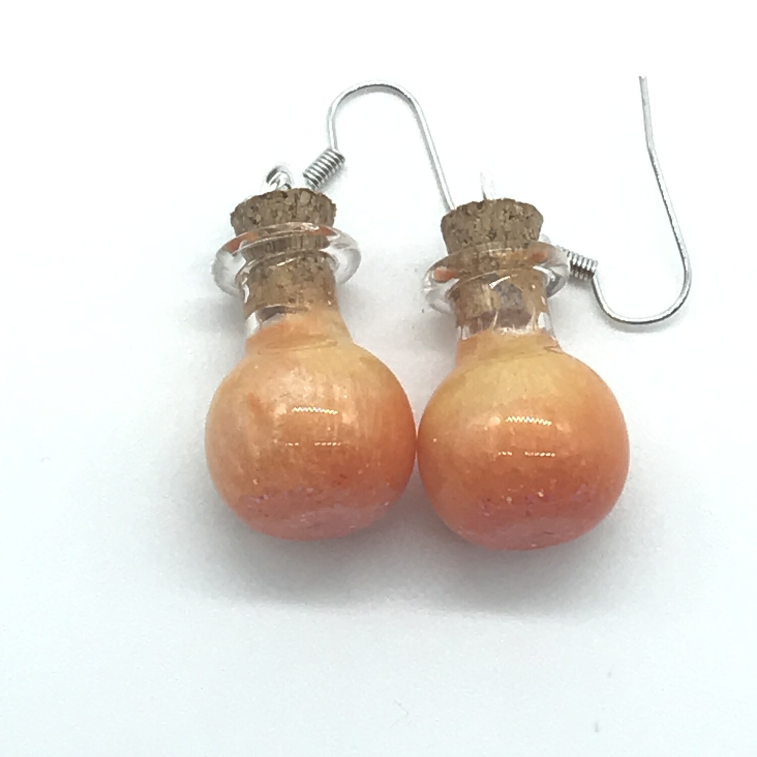 Potion Earrings - Orange and gold, sphere bottle