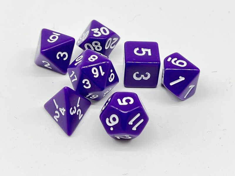 Dice Set - Purple solid with white numbers