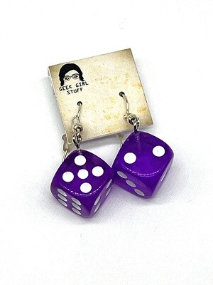 D6 Dice Earrings - Purple