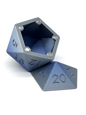 D20 Dice Box - Shiny Icy Blue & Grey
