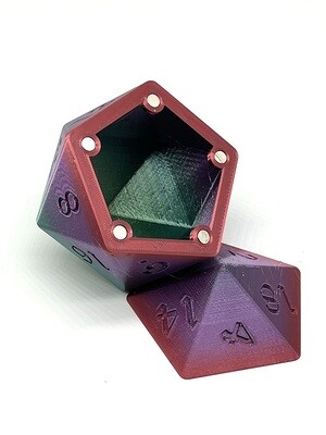 D20 Dice Box - Rainbow - Red, Purple, and Green