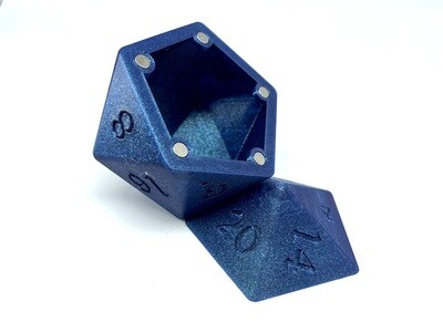 D20 Dice Box - Blue/Purple with Teal Glitter