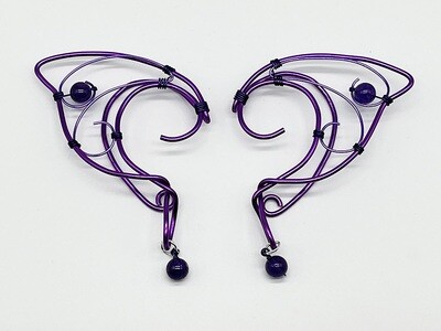 Elf Ear Cuff - Dual Tone Purple with Purple Beads