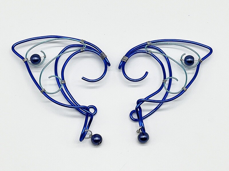 Elf Ear Cuff - Dual Tone Blue with Cobalt Beads