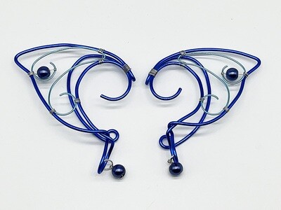 Elf Ear Cuff - Dual Tone Blue with Cobalt Beads
