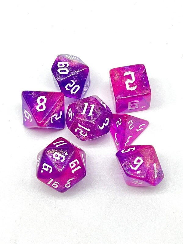 Dice Set - Dual tone pink sparkly with white numbers