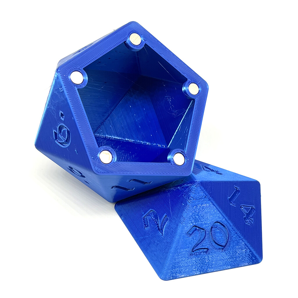 D20 Dice Box - Shiny Sapphire Blue