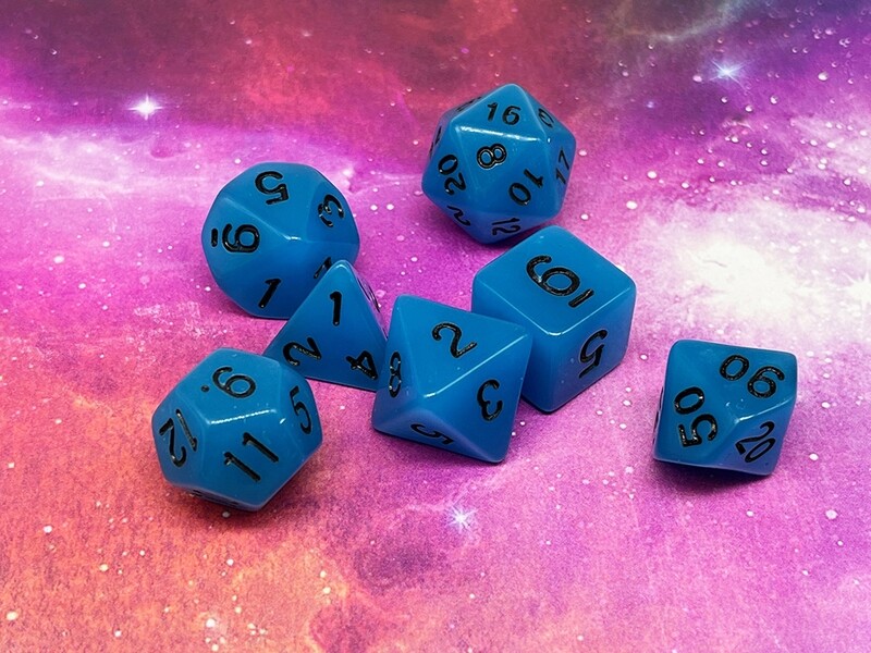 Dice Set - Glow in the Dark - Blue