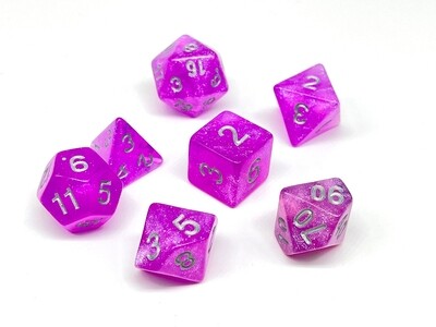 Dice Set - Magenta sparkly with silver numbers