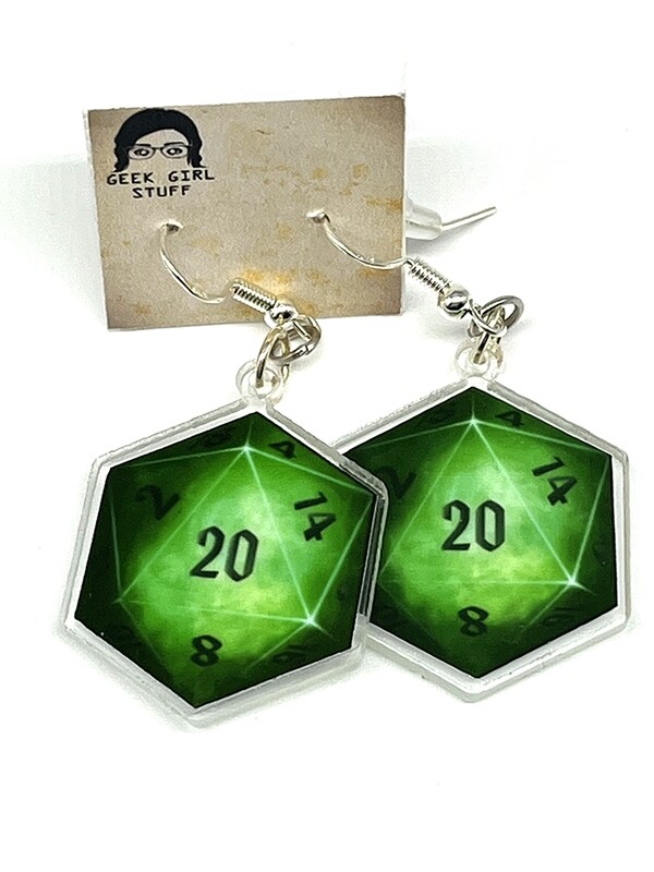 D20 acrylic charm earrings