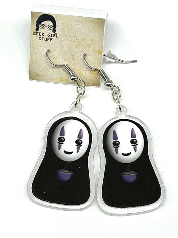 Faceless friend with tea acrylic charm earrings